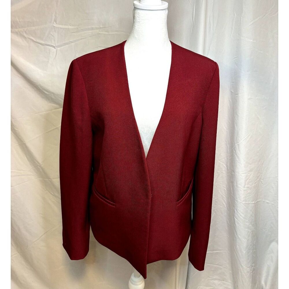 Preston & York Elle Red Wool Blazer Jacket Womens Comfy Fitted